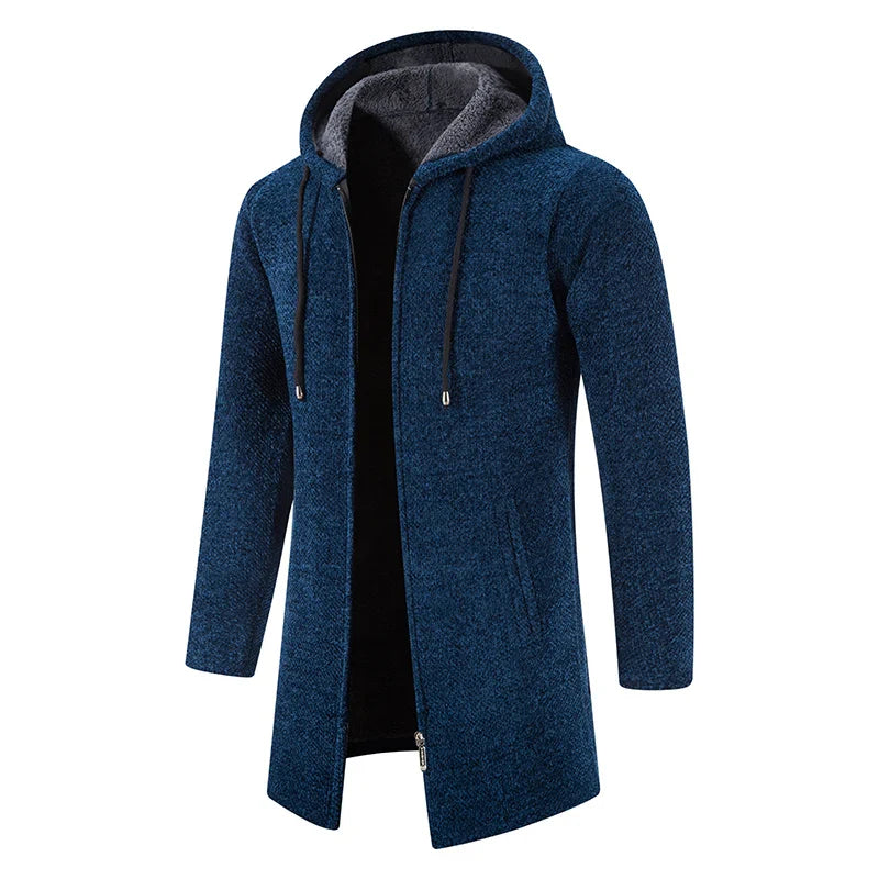 Lionel – Men's Hooded Long Coat with Fleece Hood