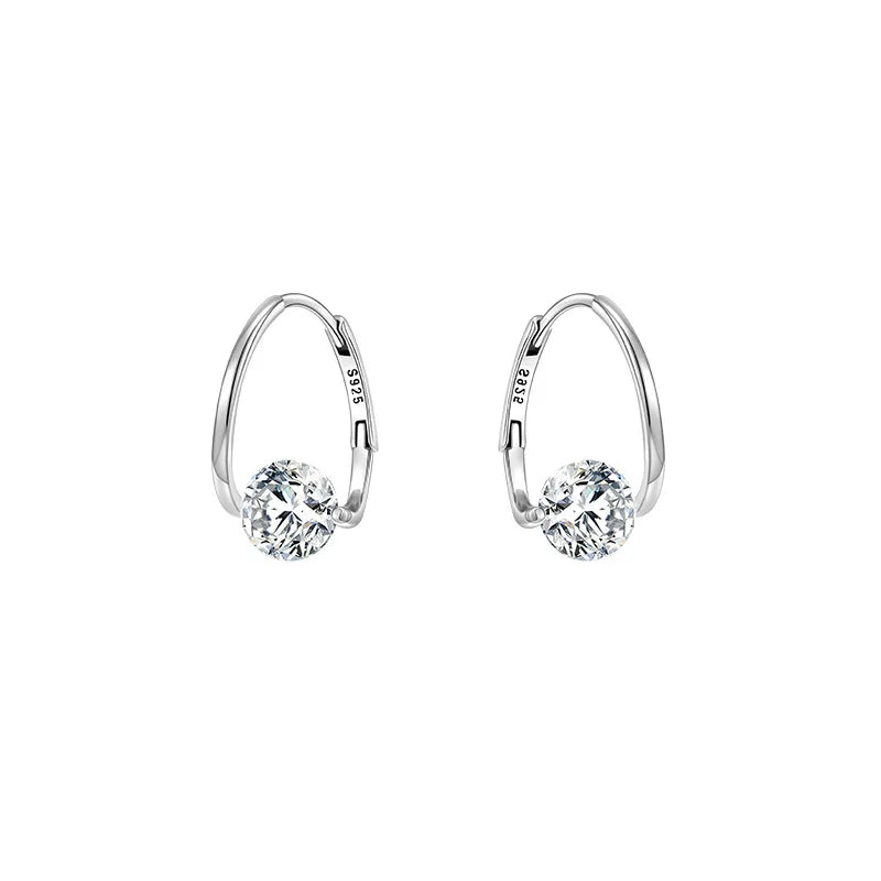 Sarah – Sterling Silver Zircon Hoop Earrings