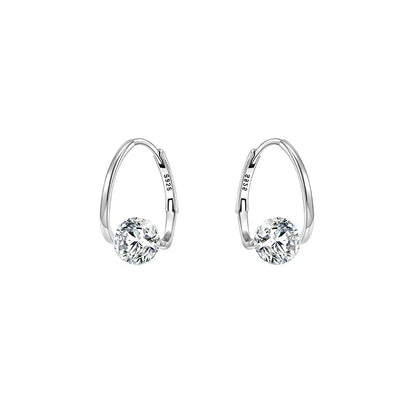 Sarah – Sterling Silver Zircon Hoop Earrings