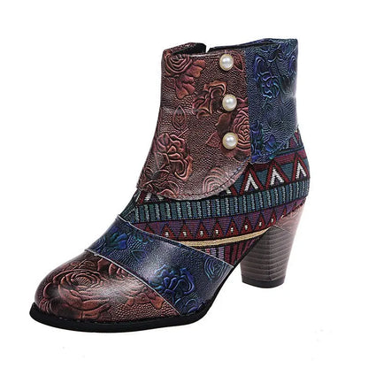 Kathleen – Vintage Bohemian Vegan Leather Ankle Boots