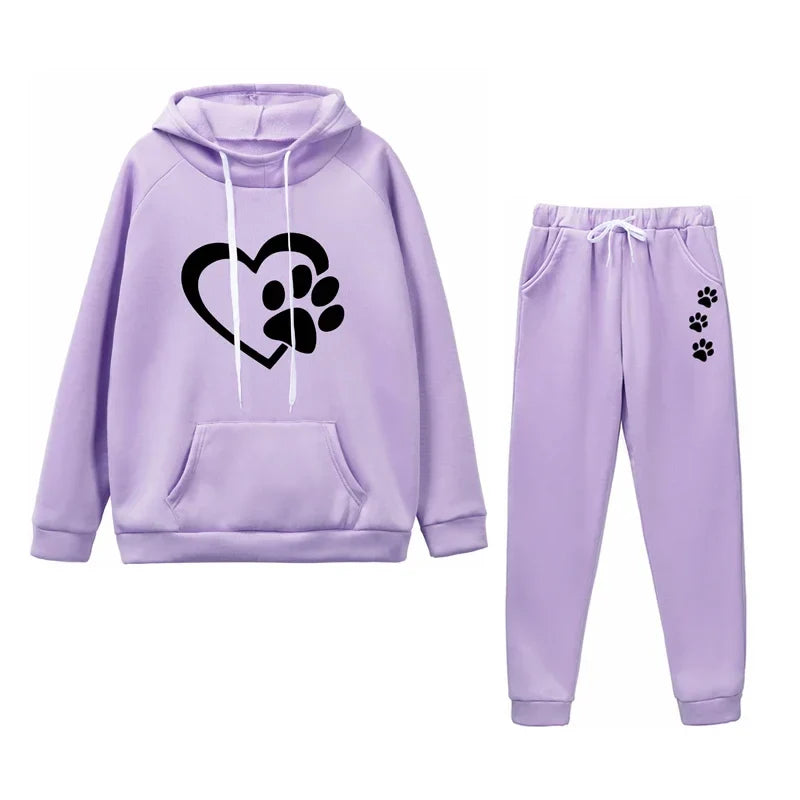 Catherine – Women's Cartoon Print Hoodie and Sweatpants Set