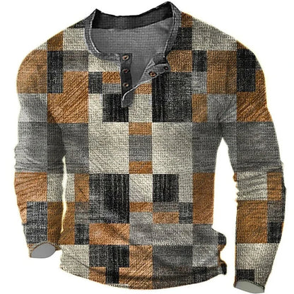 Jon – Men's Color Block Graphic Henley Shirt