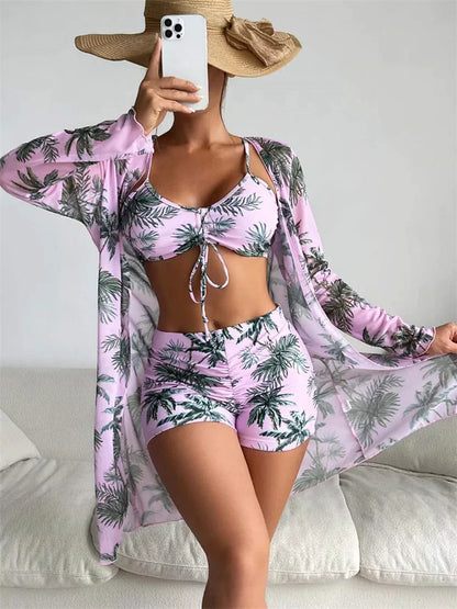 Marie – Women's High-Waisted Bikini with Long Sleeves