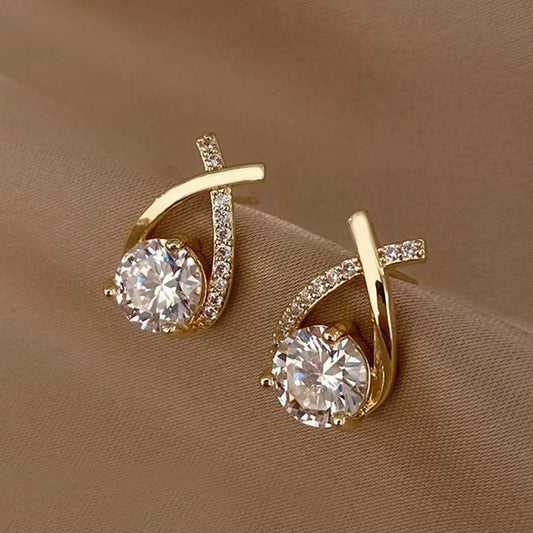 Alison – Women's Korean Style Cross Earrings with Crystal