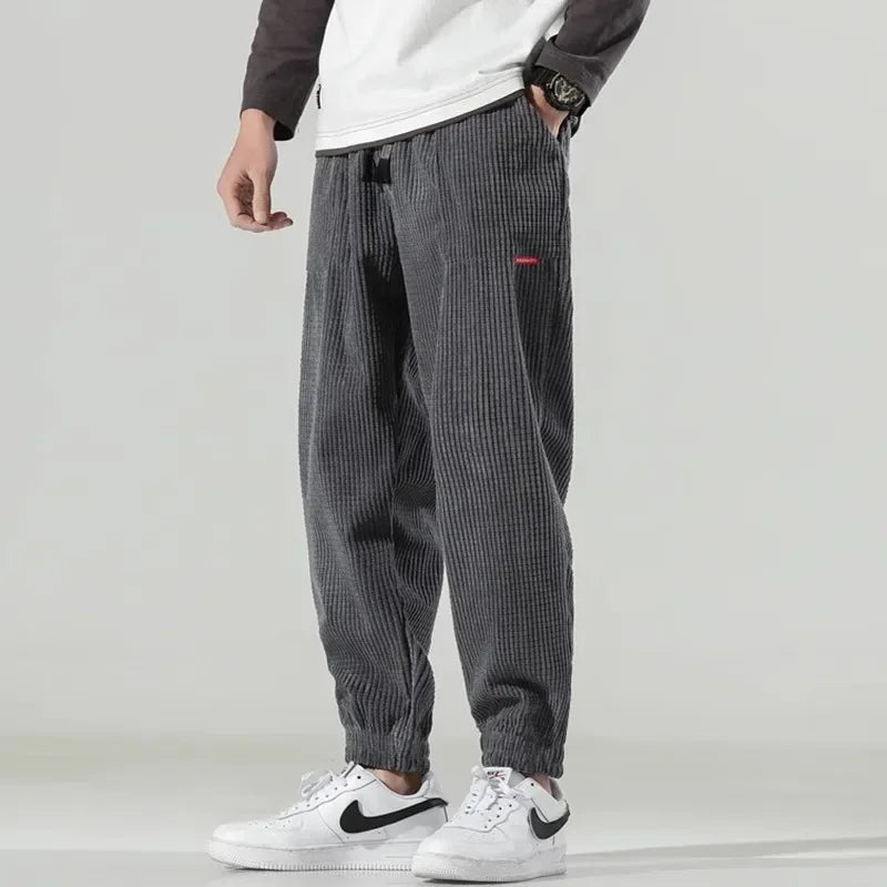 Robert – Men's Corduroy Jogging Pants with Elastic Cuffs and Relaxed Fit