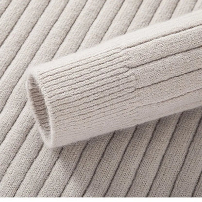 Men's Ribbed Half-Zip Cotton Sweater – Classic Casual High-Collar Pullover