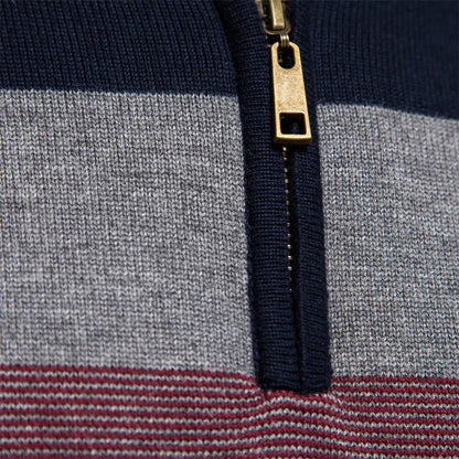Men's Striped Quarter-Zip Sweater Classic Style for Everyday Wear