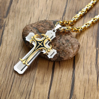 Simon – Men's Golden Byzantine Cross Pendant