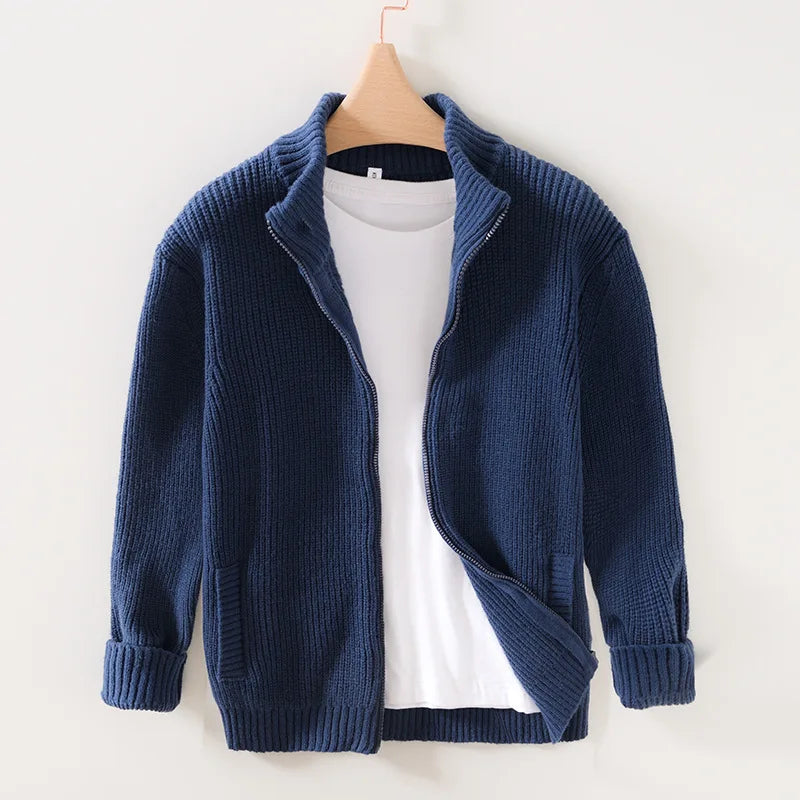 Albert – Men's High Neck Zipper Cardigan