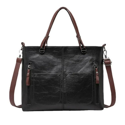 Gillian – Vintage Vegan Leather Multi-Pocket Tote Bag