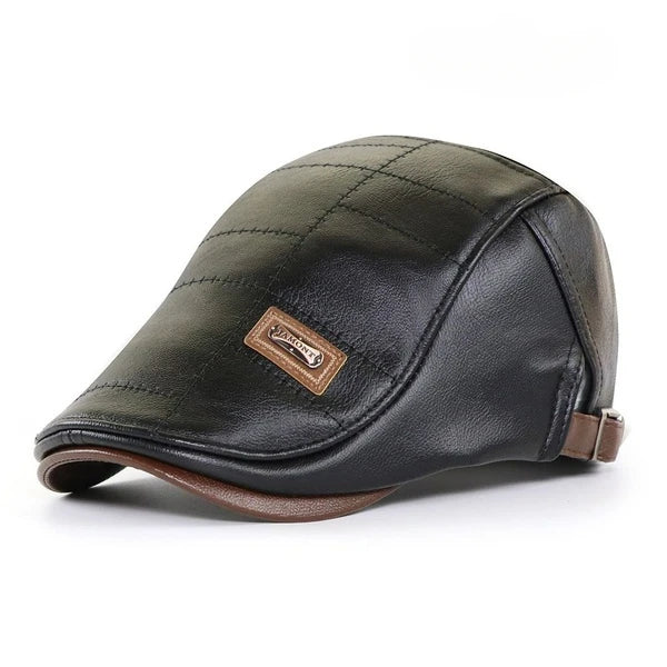 Stan – Men's Vegan Leather Winter Beret with Visor