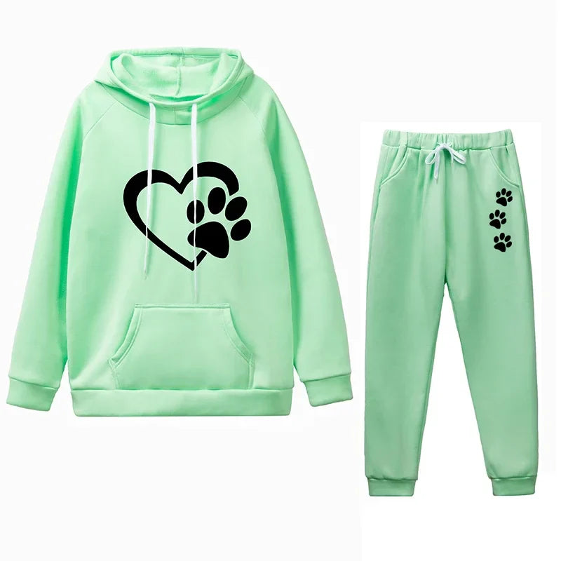 Catherine – Women's Cartoon Print Hoodie and Sweatpants Set