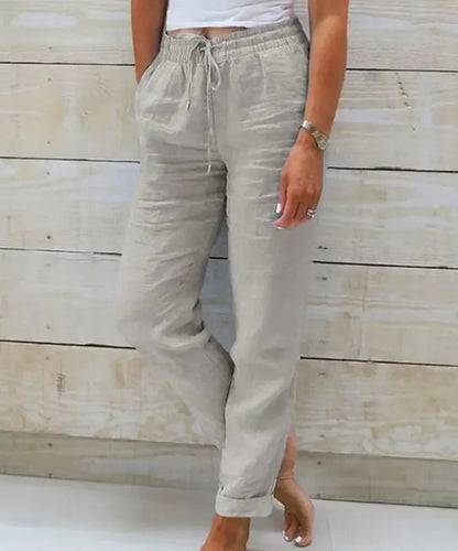 Amy – Women's High-Waist Cotton-Linen Summer Pants