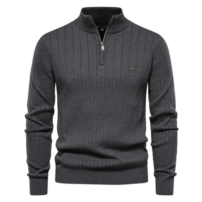 Alan – Men's High-Quality Cotton Turtleneck with Zipper