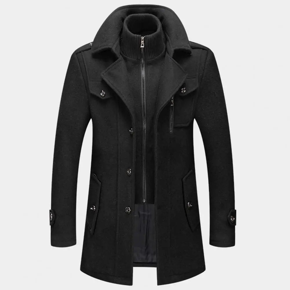 Francis – Casual Men's Overcoat with Zipper and Buttons