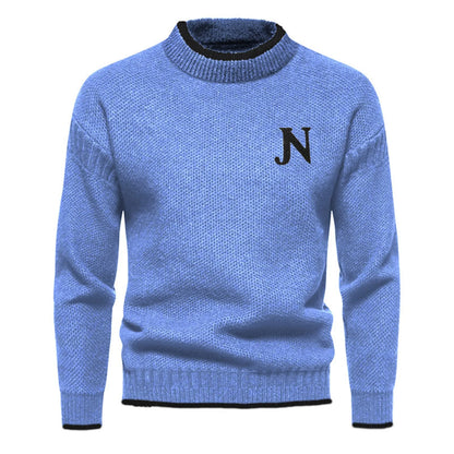 Conrad – Men's Textured Knit Sweater with Embroidered Letter