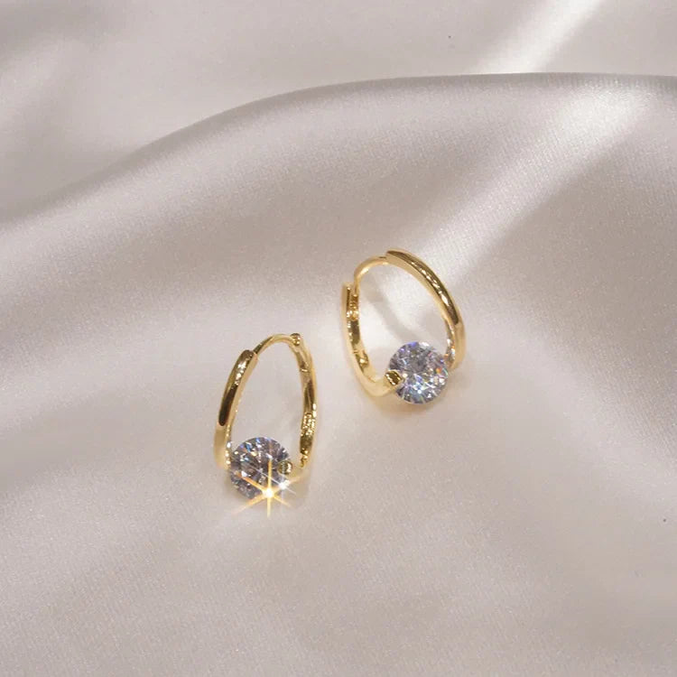 Sarah – Sterling Silver Zircon Hoop Earrings