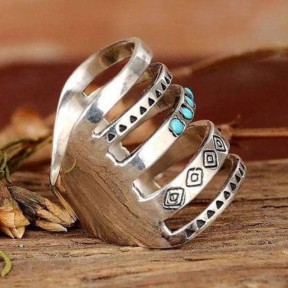 Michelle – Women's Bohemian Multi-Band Ring with Turquoise Accents