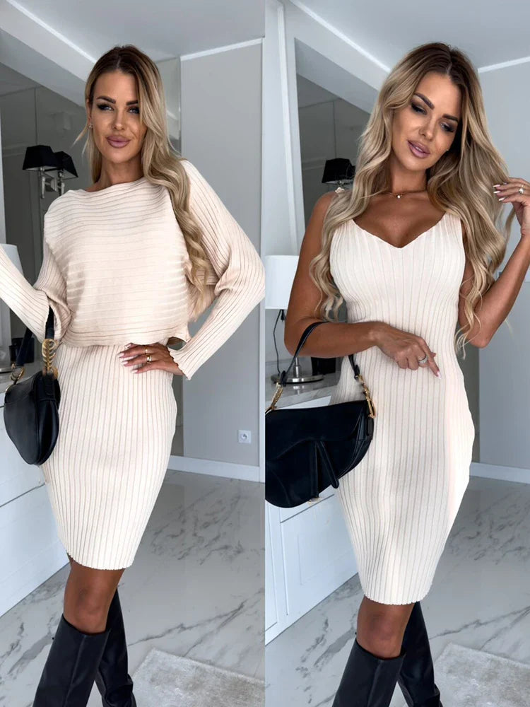 Jasmine – Elegant Two-Piece Dress and Sweater Set