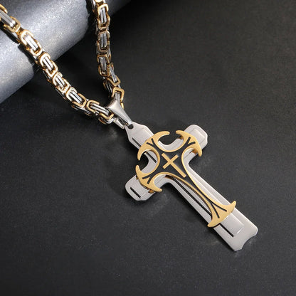 Simon – Men's Golden Byzantine Cross Pendant