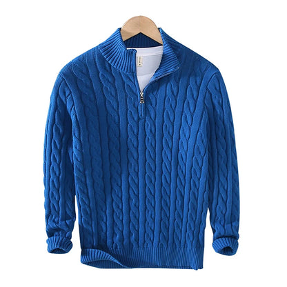 Russell – Men's Cable Knit Half-Zip Turtleneck Sweater