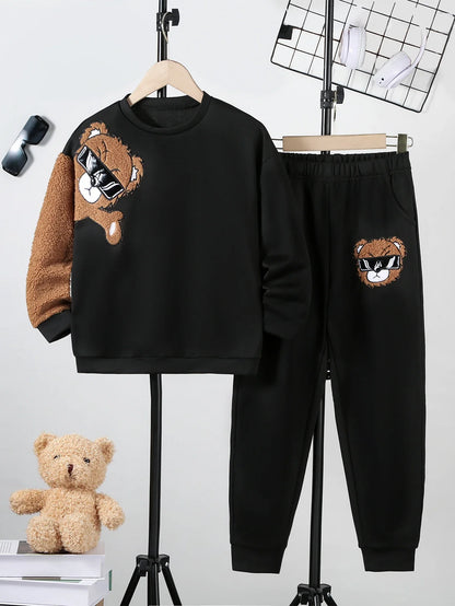 Matt – Boys' Long Sleeve Bear Print Sweatshirt Set