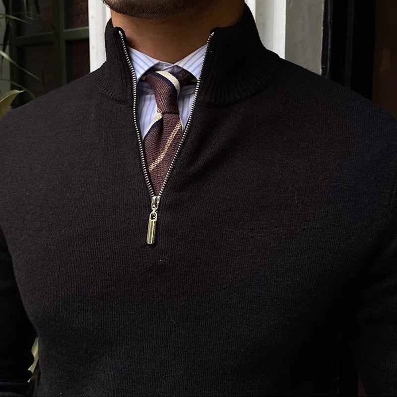 Men's Half-Zip Pullover Sweater – Modern Business Casual Style