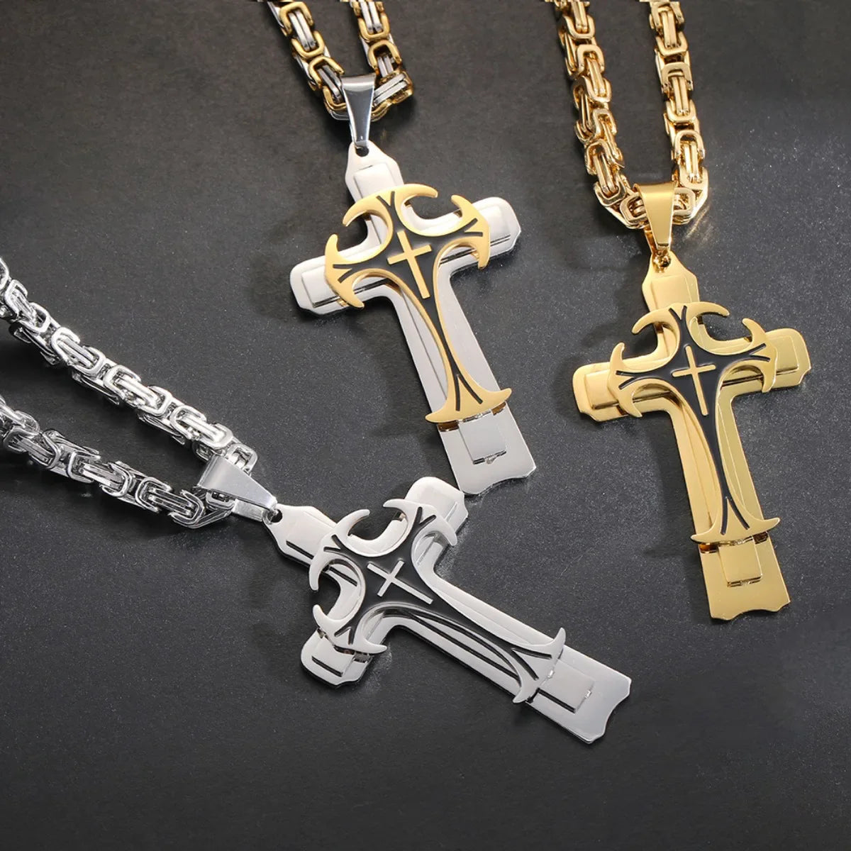 Simon – Men's Golden Byzantine Cross Pendant