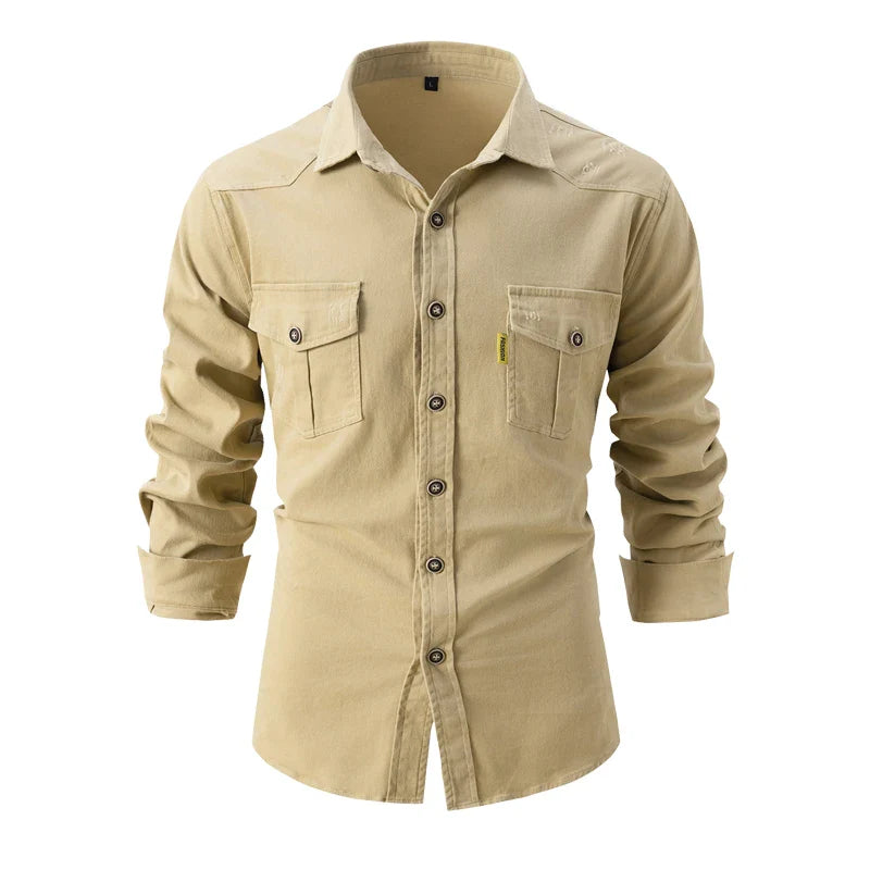 Dylan – Men's Cotton Long-Sleeve Shirt with Dual Chest Pockets