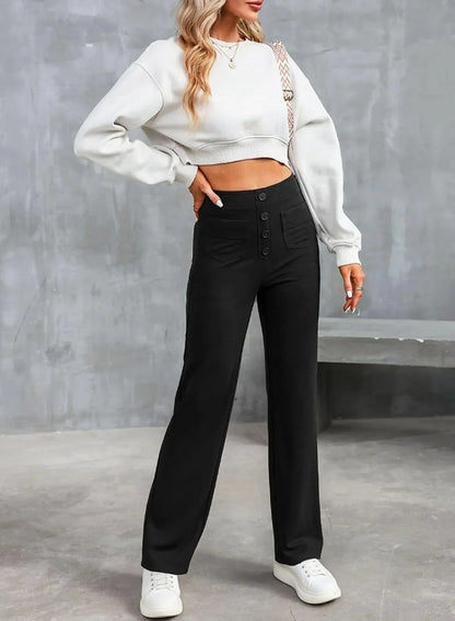 Marie – Women's High-waisted Straight-leg Pants