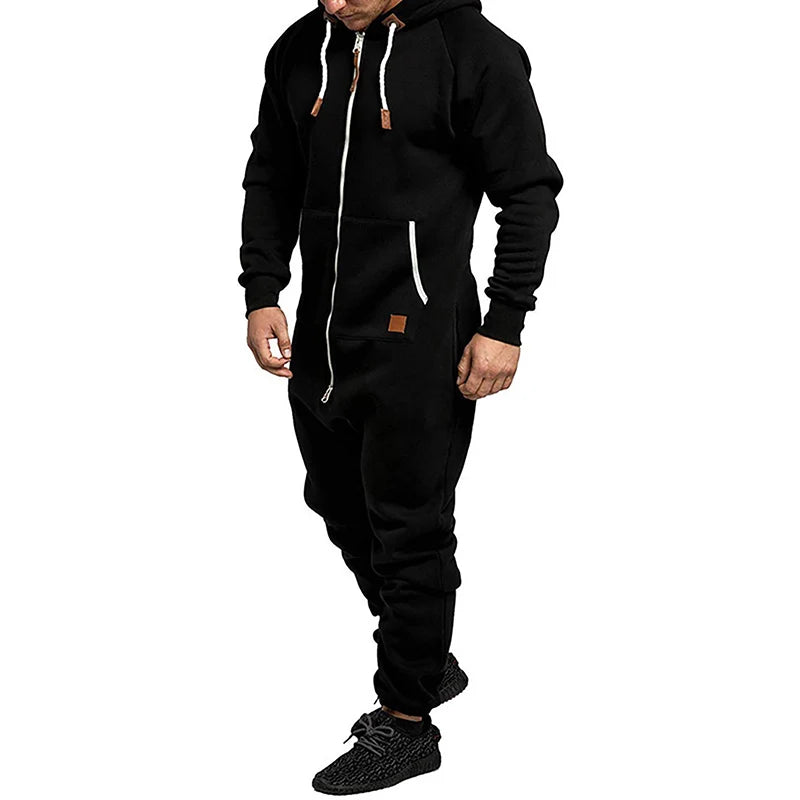 Danny – Men's Hooded Fleece Jumpsuit with Kangaroo Pockets