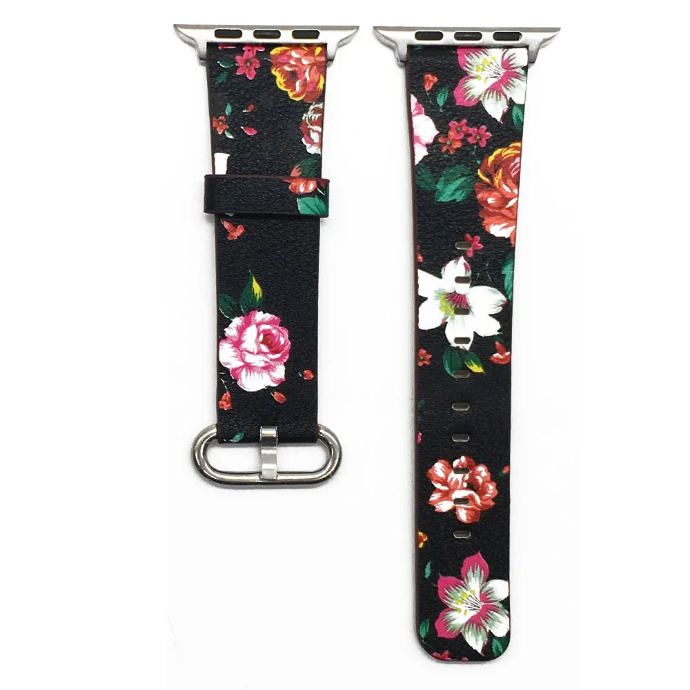 Kathleen – Women's Colorful Floral Vegan Leather Strap for Apple Watch