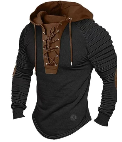 Harvey – Men's Slim-Fit Hooded Lace-Up Long Sleeve T-shirt