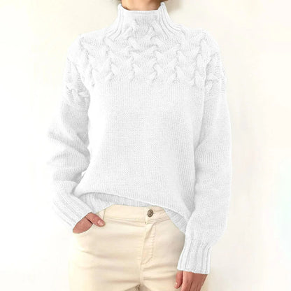 Julia – Women's Embossed Lantern Sleeve Turtleneck Sweater