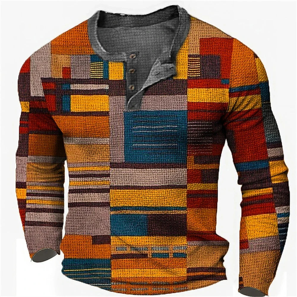 Jon – Men's Color Block Graphic Henley Shirt