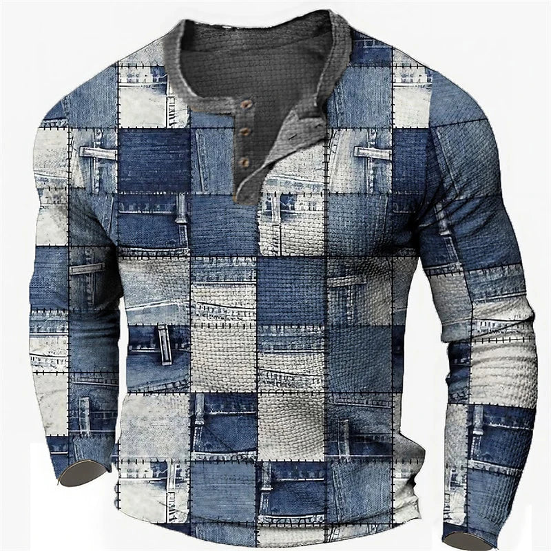 Jon – Men's Color Block Graphic Henley Shirt