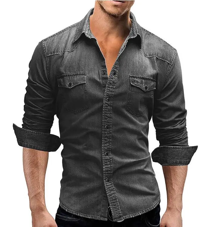 Matthew – Men's Long Sleeve Denim T-Shirt