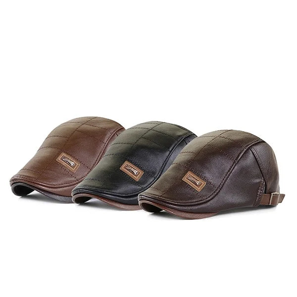 Stan – Men's Vegan Leather Winter Beret with Visor