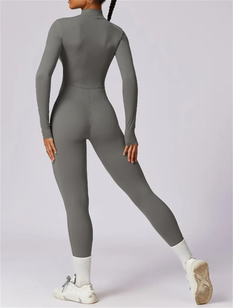 Hannah – Women's Half-Zip Long Yoga Jumpsuit