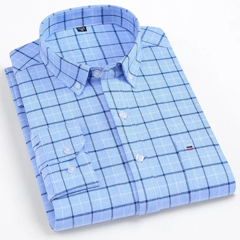 Martin – Men's Non-Iron Checked Wool Cotton Shirt