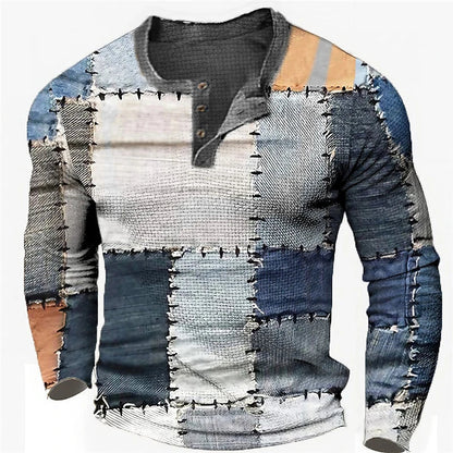 Jon – Men's Color Block Graphic Henley Shirt