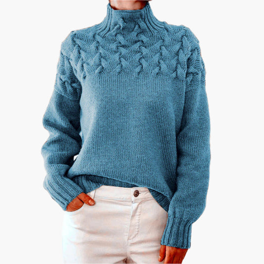 Women's Chunky Knit Turtleneck Sweater – Cozy Elegant Winter Pullover