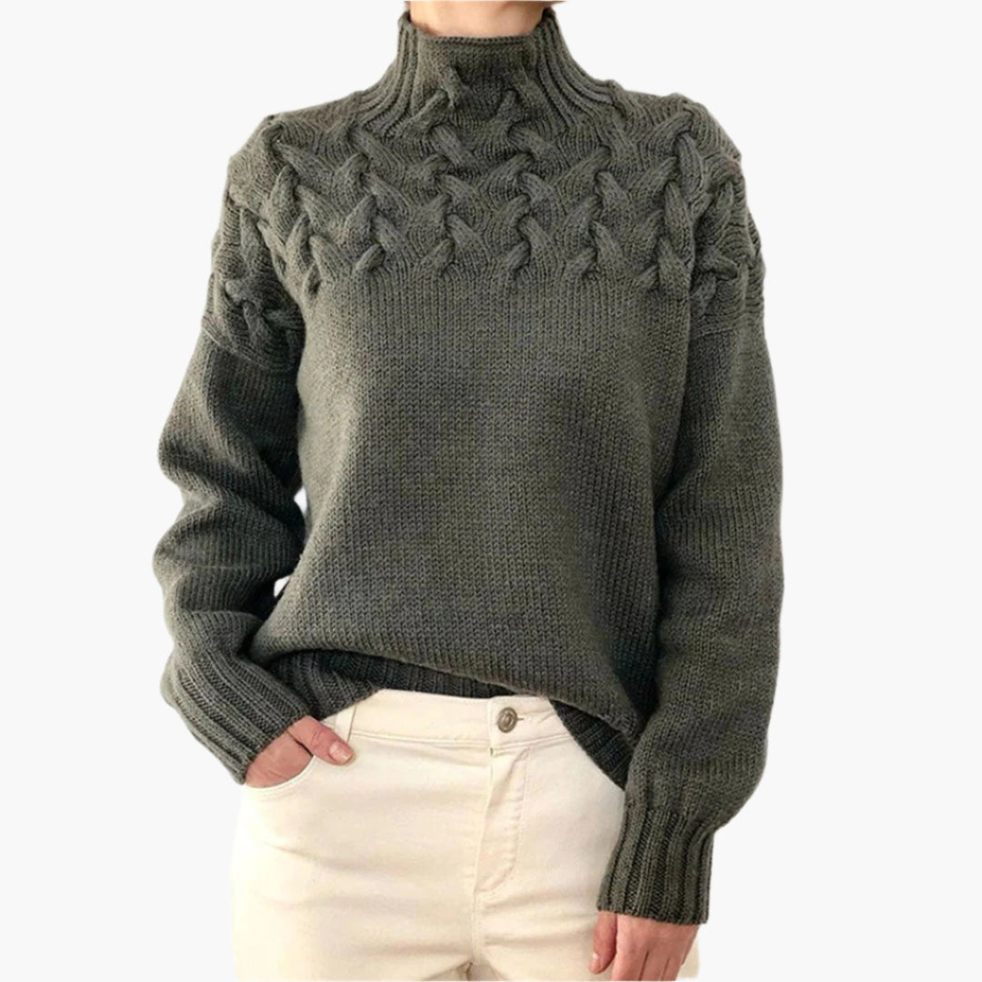 Women's Chunky Knit Turtleneck Sweater – Cozy Elegant Winter Pullover