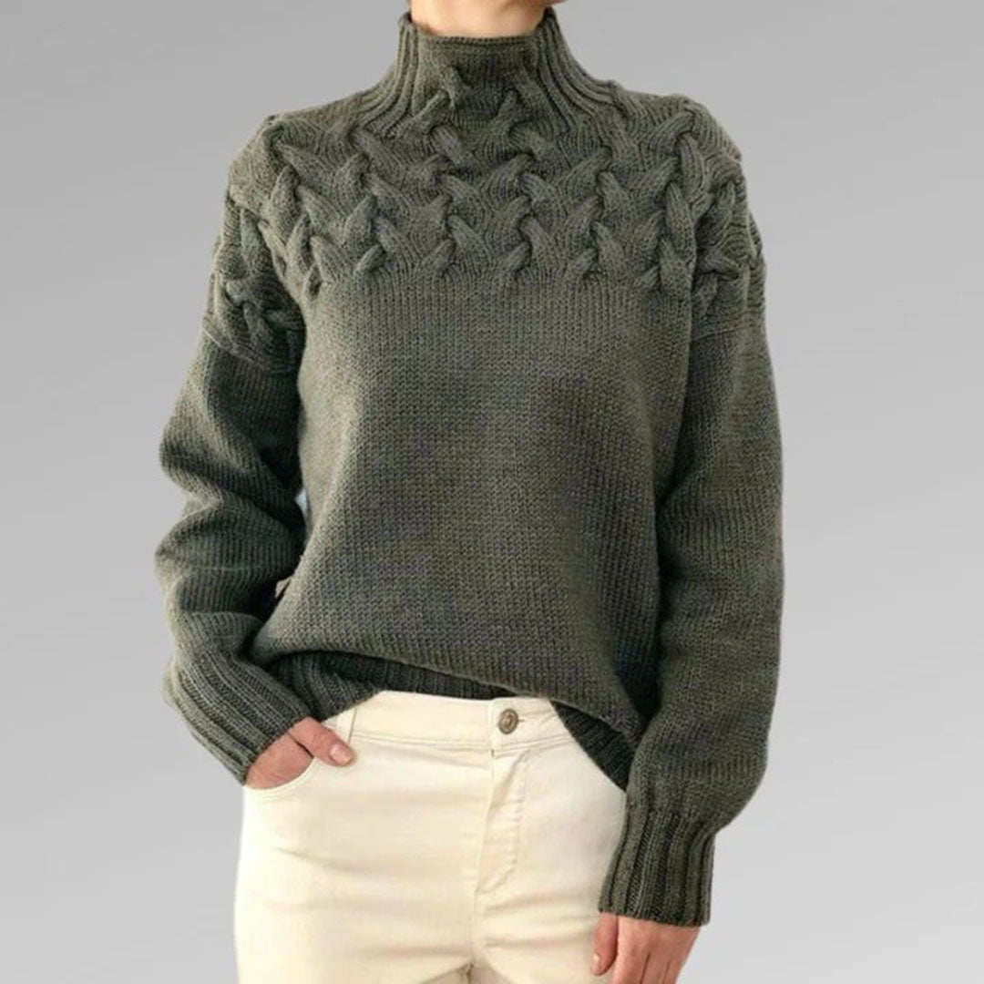 Women's Chunky Knit Turtleneck Sweater – Cozy Elegant Winter Pullover