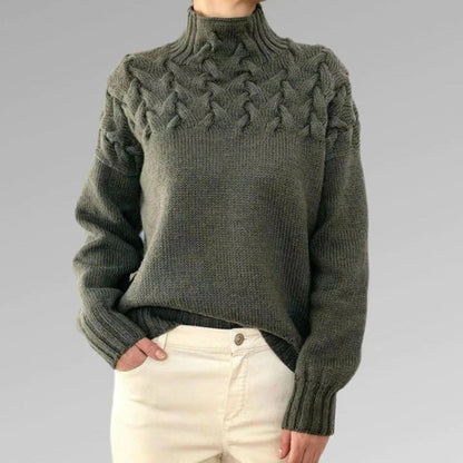 Women's Chunky Knit Turtleneck Sweater – Cozy Elegant Winter Pullover