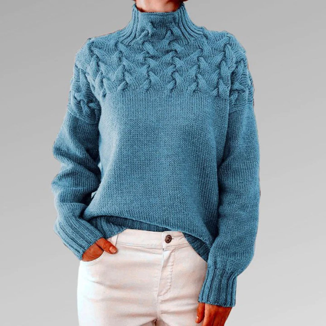 Women's Chunky Knit Turtleneck Sweater – Cozy Elegant Winter Pullover