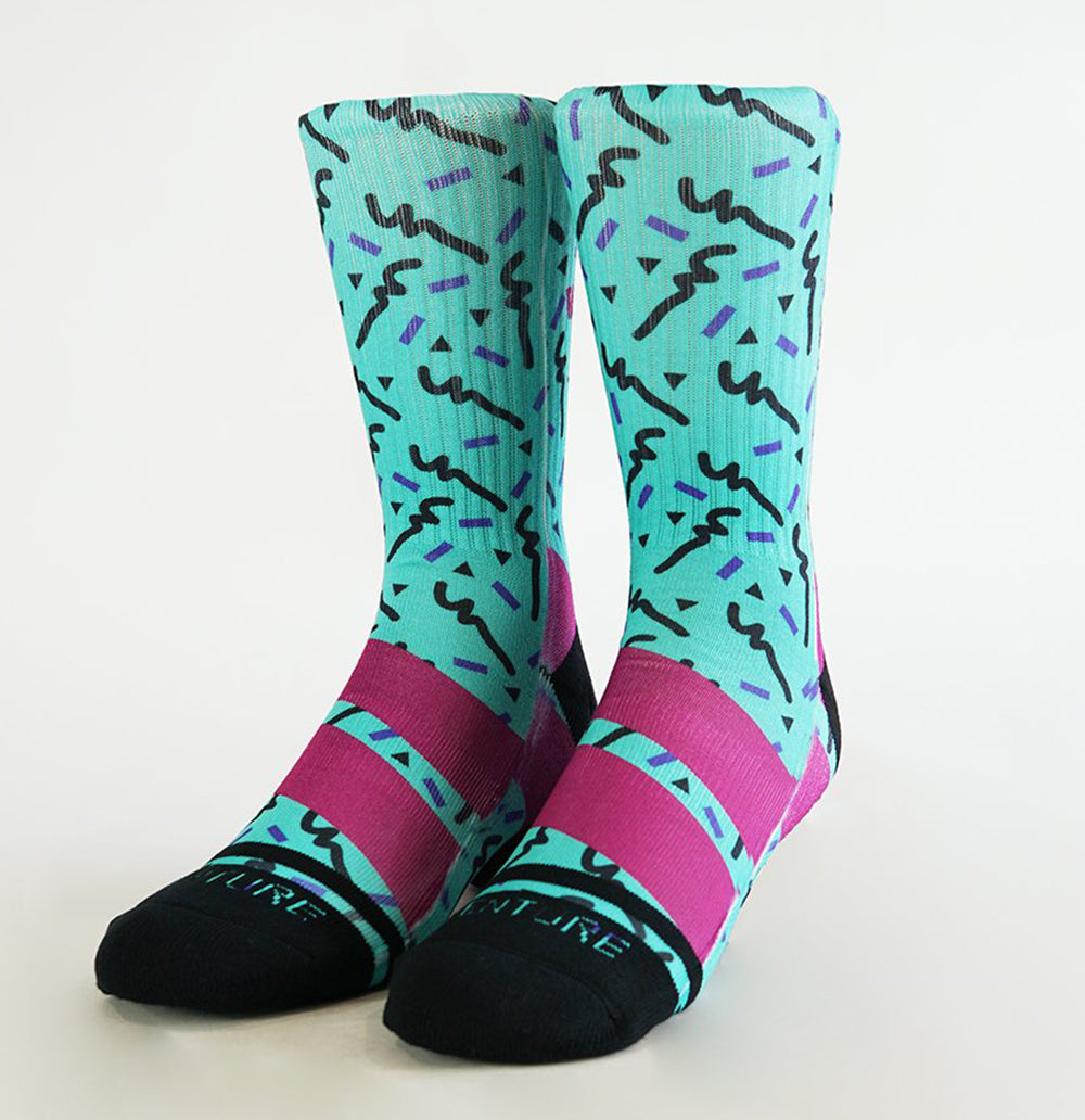 Tara – Unisex Vibrant Crew Socks with Retro Abstract Pattern