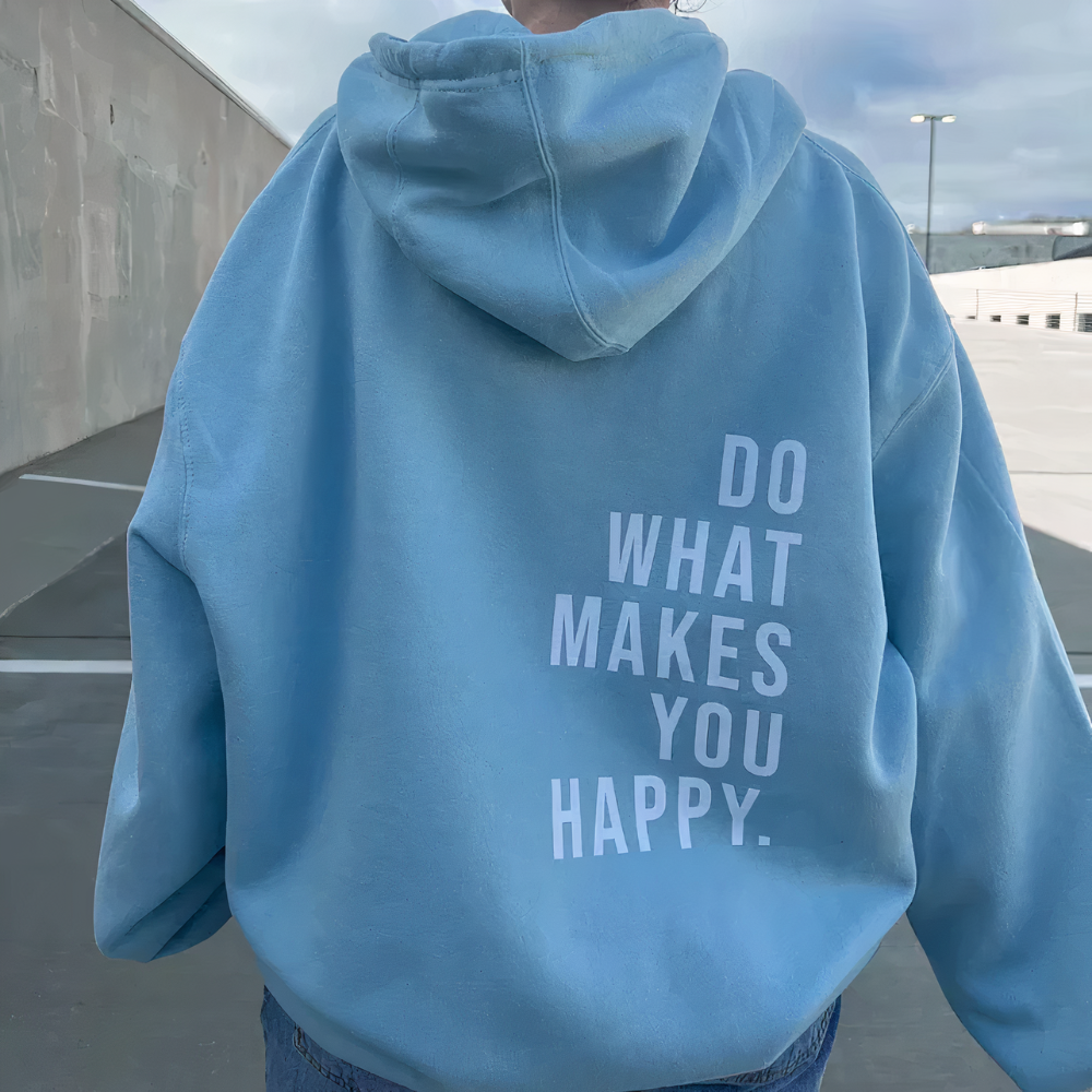 Women's Motivational Text Print Hooded Pullover Sweater – Casual Cozy Style