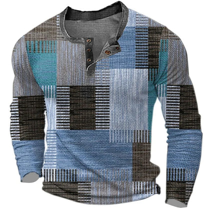 Jon – Men's Color Block Graphic Henley Shirt