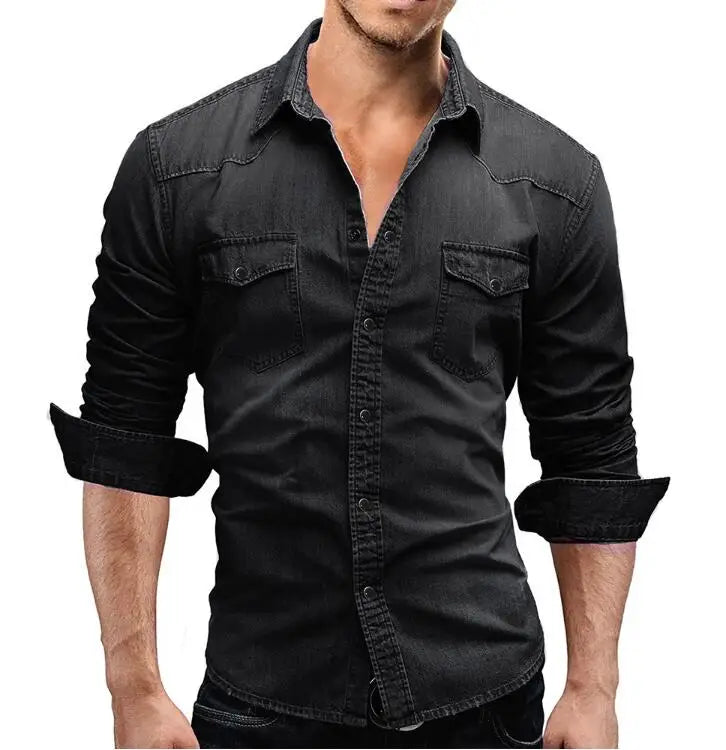 Matthew – Men's Long Sleeve Denim T-Shirt